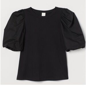 H&M Black Puff Sleeve Blouse